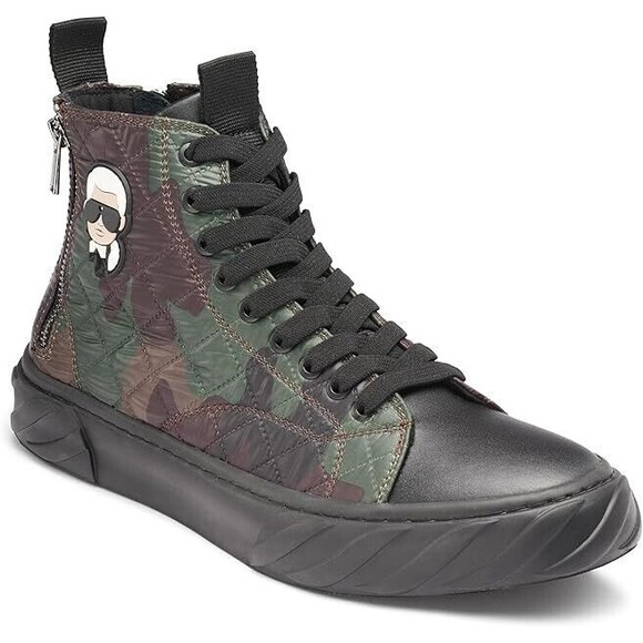 NWOB Karl Lagerfeld Paris Men\'s SHOES 10.5 Double Back Zip Quilted Camo Hi Top main image 4